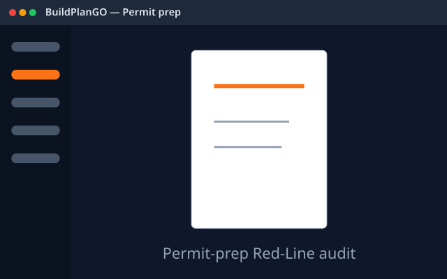 Permit-prep Red-Line audit in BuildPlanGO
